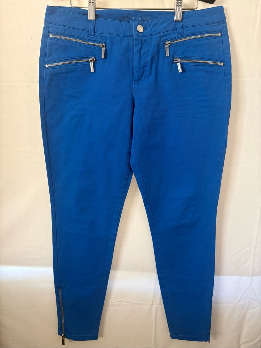 Michael Kors Royal Blue Skinny Jeans with Silver Zips